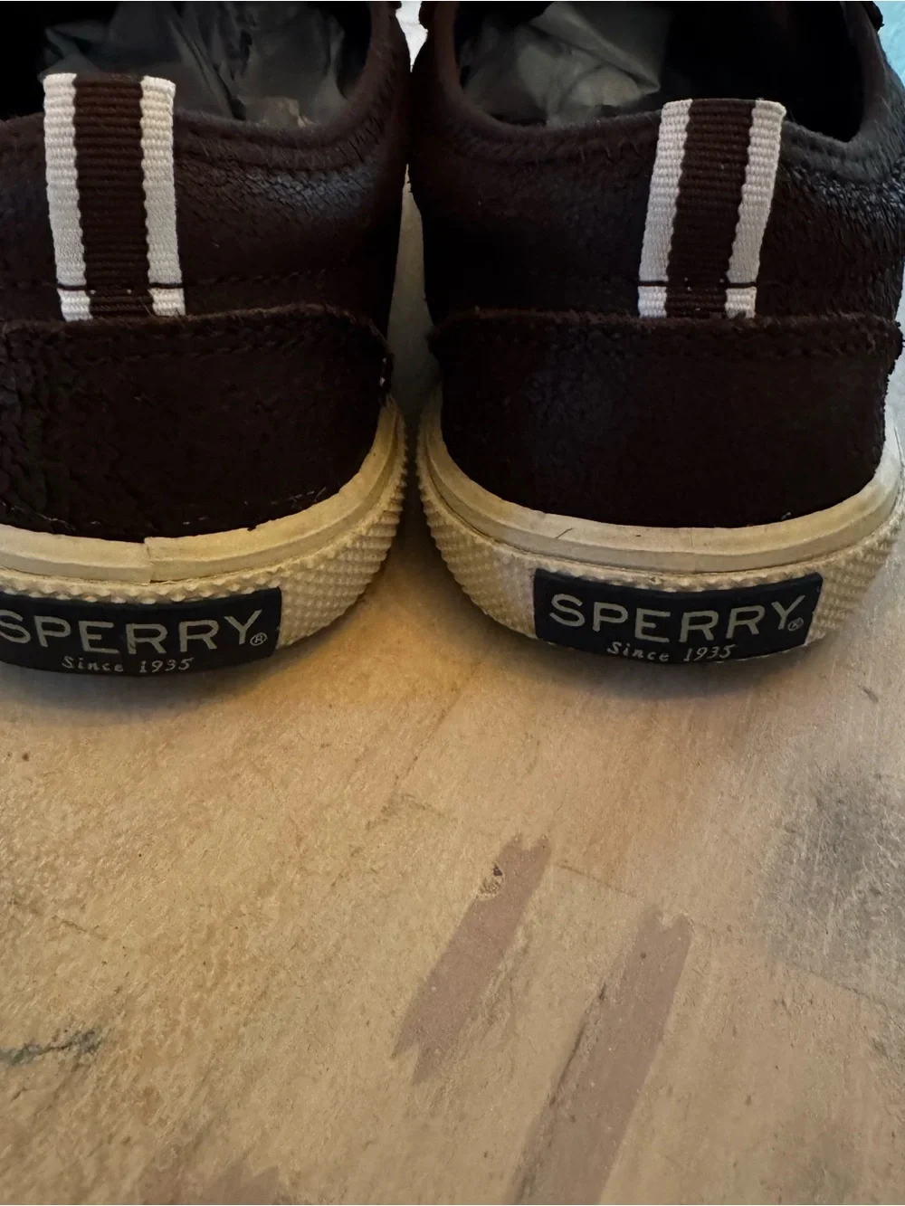 SPERRY boat deck shoes brown boys 13 lace up dress up GUC